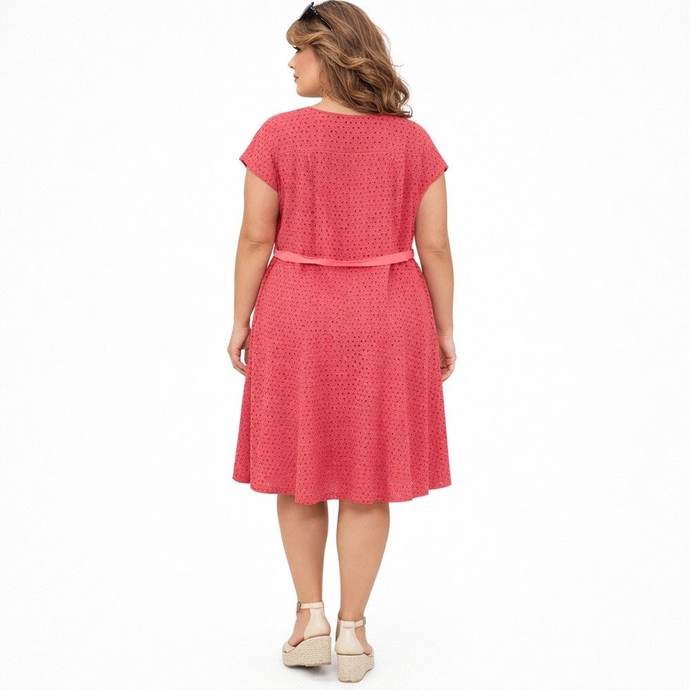 Villager by Liz Claiborne Coral Eyelet Dress – Women’s Size 18 - Picture 3 of 6